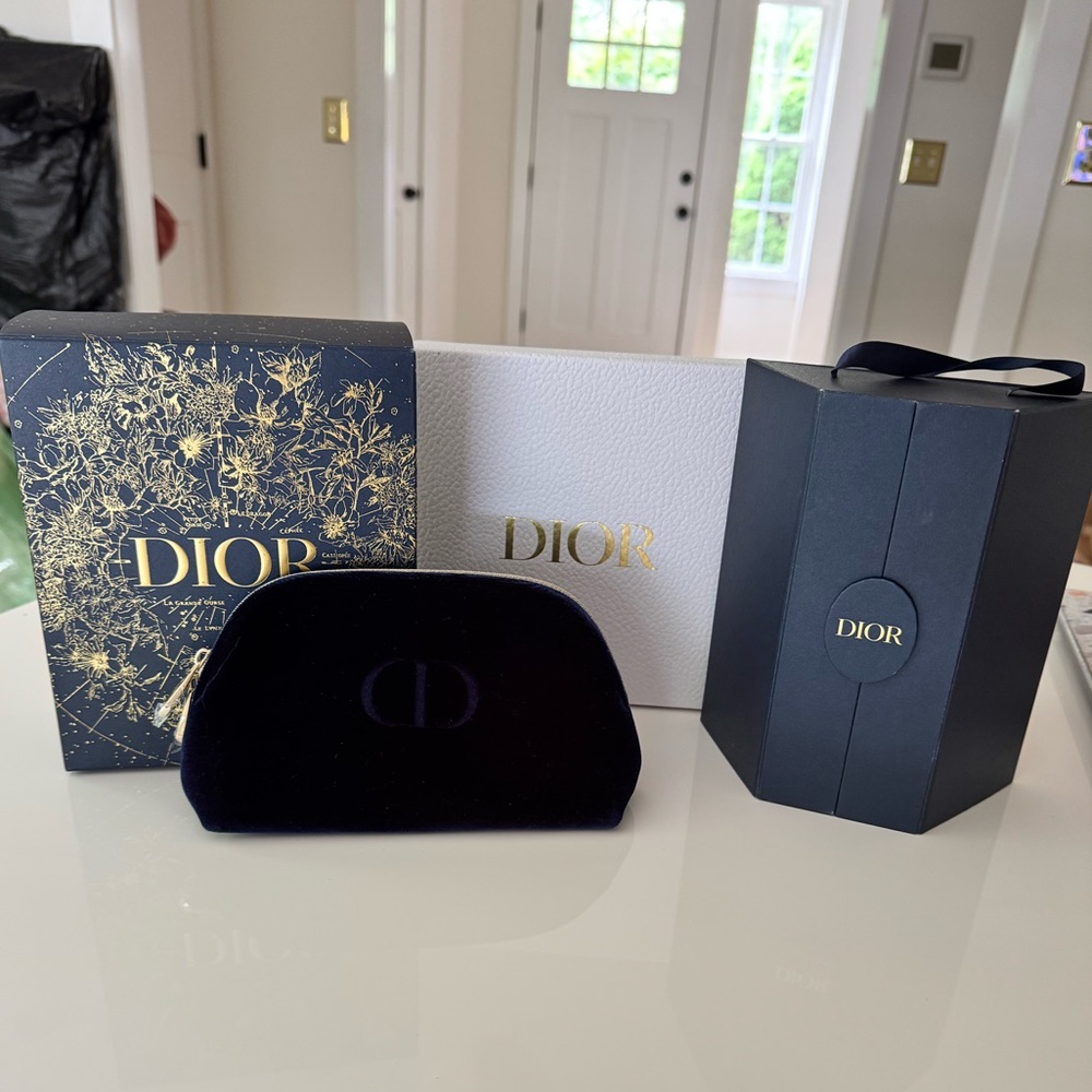 SOLD Dior Velvet Cosmetic Pouch + Boxes bundle